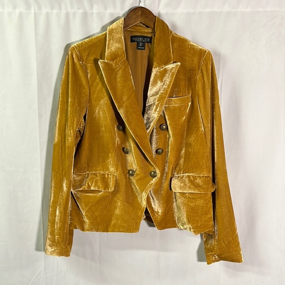 Rachel Zoe Jackets & Blazers - Rachel Zoe Gold Mustard Yellow Velvet Double Breasted Blazer